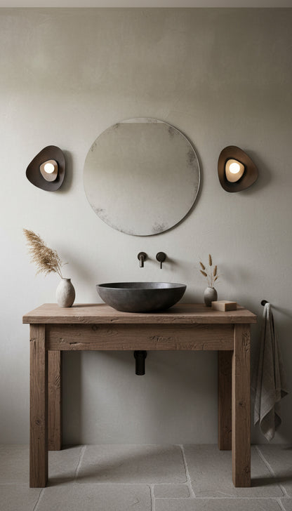 Black Ceramic Wall Sconce – Handmade Wabi Sabi Wall Light