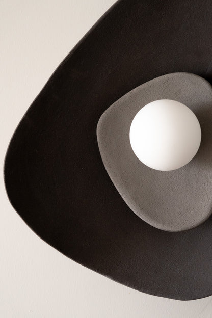 Black Ceramic Wall Sconce – Handmade Wabi Sabi Wall Light