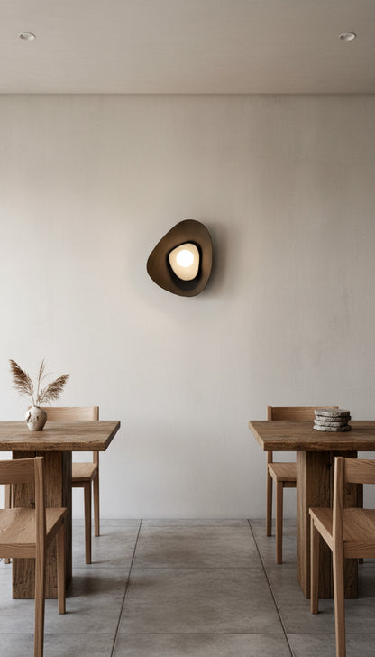 Black Ceramic Wall Sconce – Handmade Wabi Sabi Wall Light