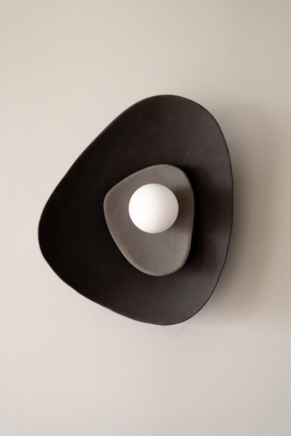 Black Ceramic Wall Sconce – Handmade Wabi Sabi Wall Light