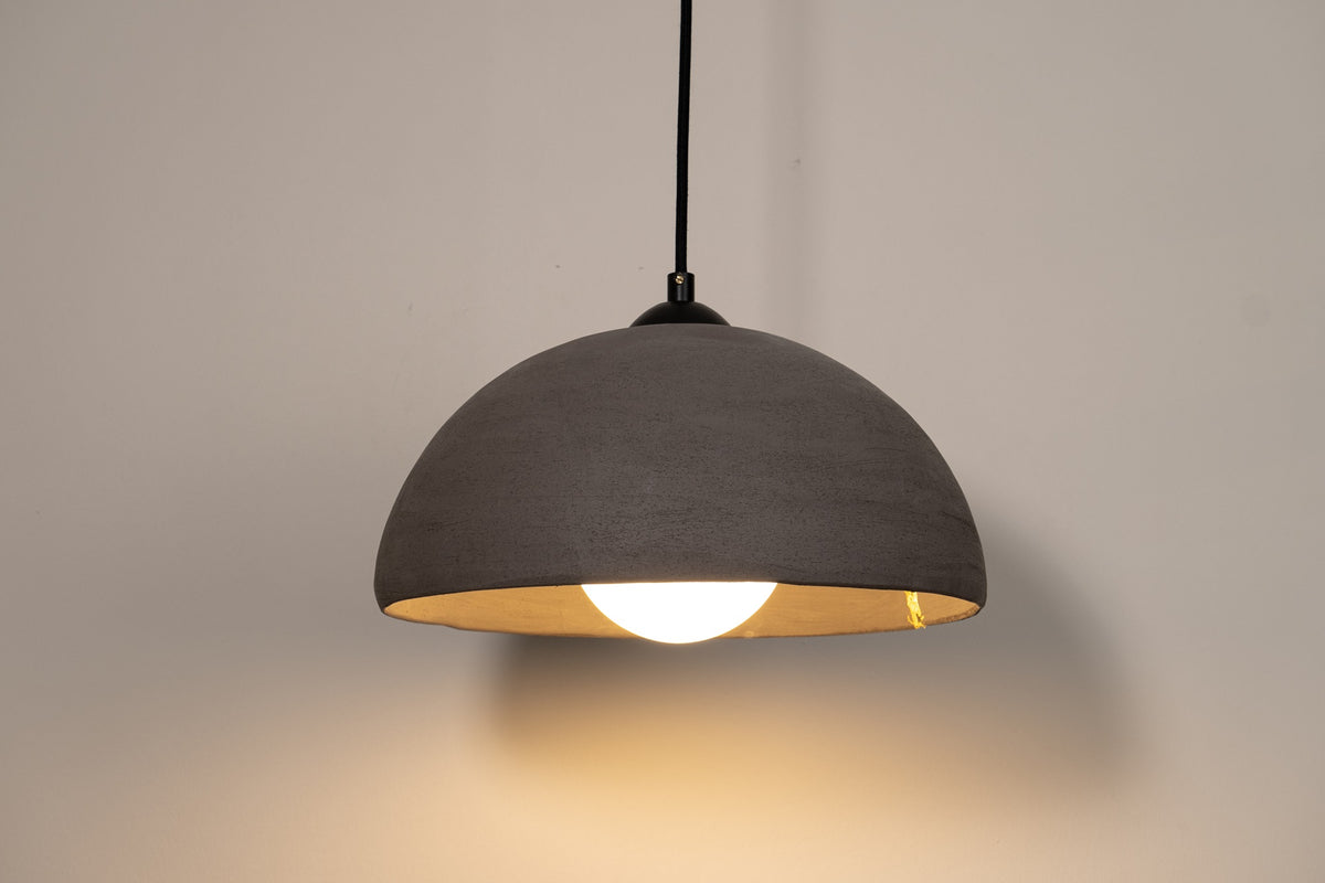 Kairos – handmade light black ceramic pendant light in natural stoneware clay by Geza Ceramic Studio