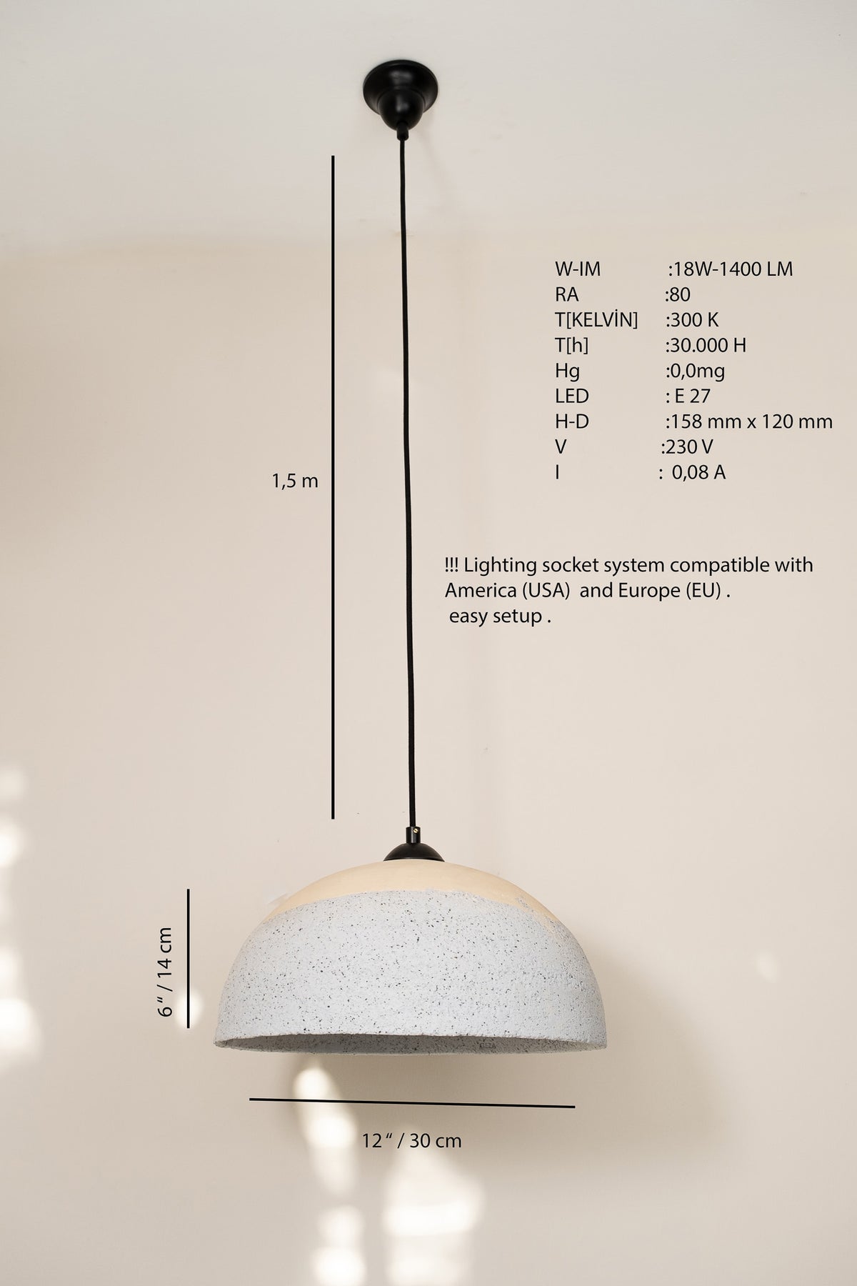 Idra – handmade white & blue ceramic pendant light in natural clay, Geza Ceramic – image 9