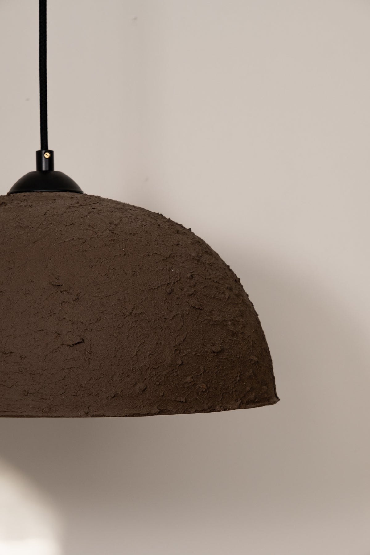 Lumi brown handmade ceramic pendant light, wabi sabi stoneware – image 6