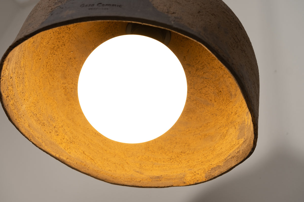 Vespera black & brown handmade ceramic pendant light, wabi sabi stoneware – image 10