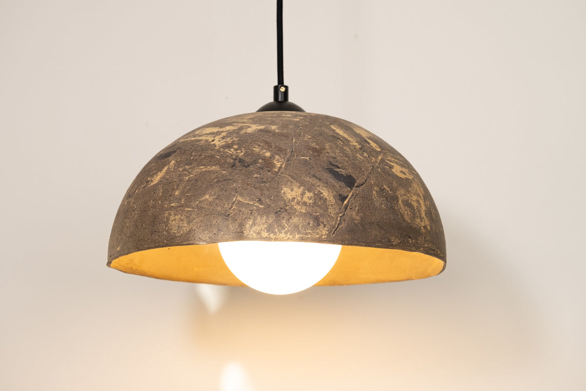 Kaila – handmade ceramic pendant light in natural stoneware clay by Geza Ceramic Studio