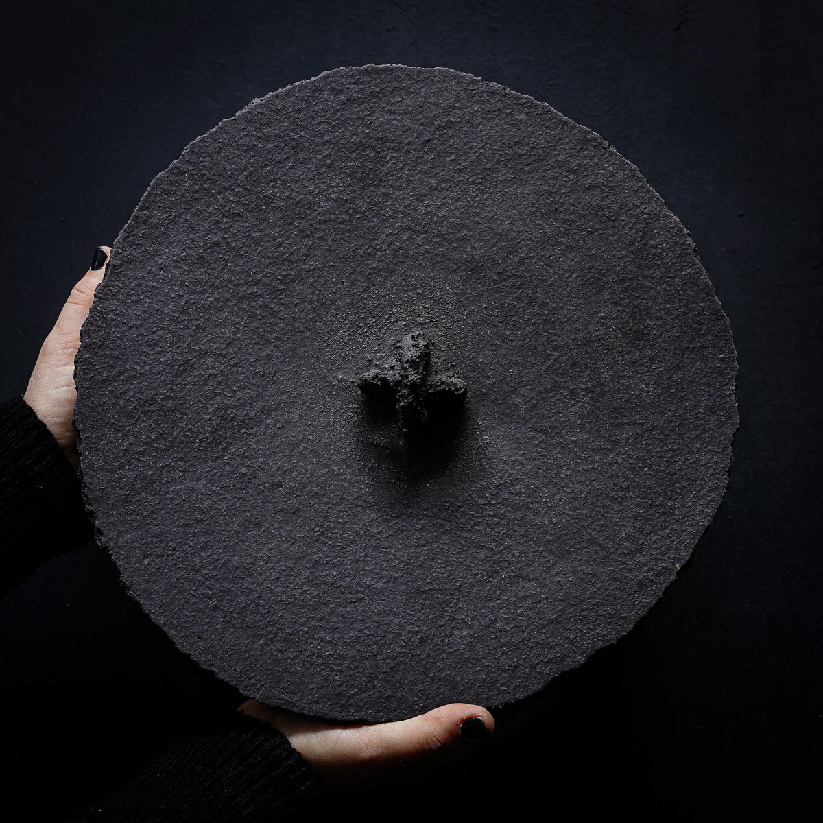 Terris black handmade ceramic wall art decor, wabi sabi stoneware – image 2