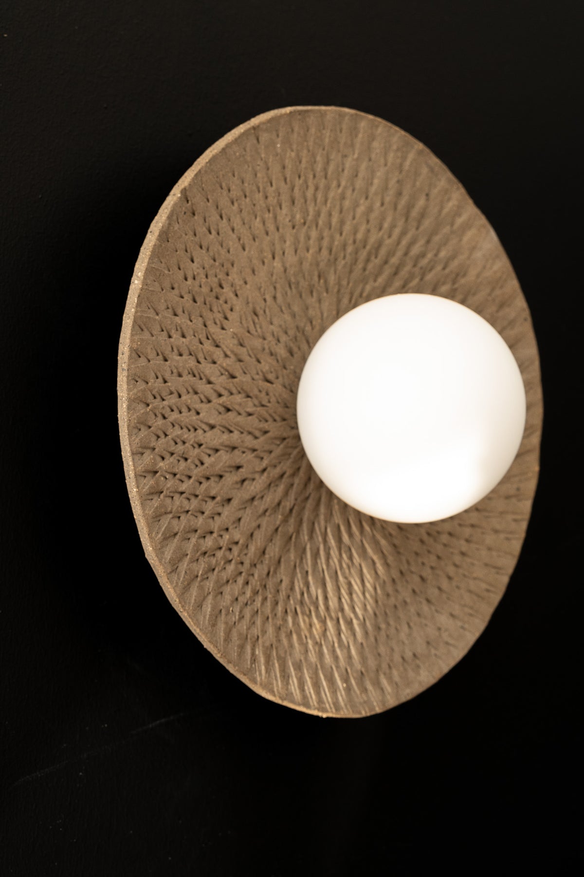 Neris grey handmade ceramic wall sconce, wabi sabi stoneware – image 2