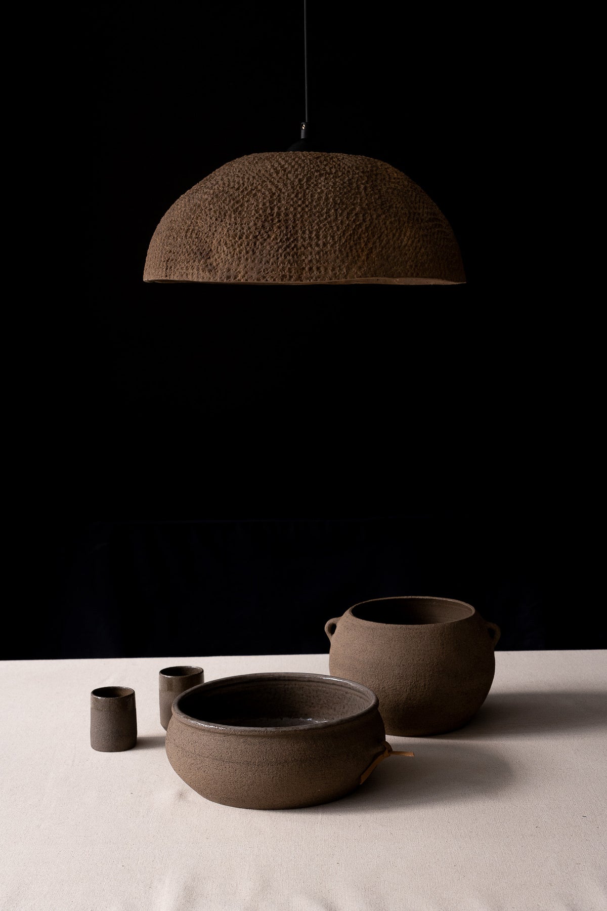 Moris – handmade brown ceramic pendant light in natural clay, Geza Ceramic – image 3
