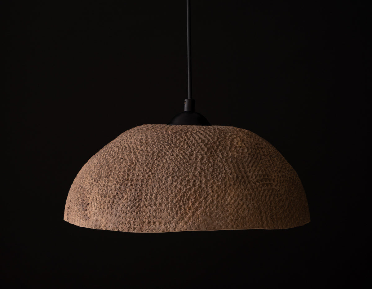 Moris – handmade brown ceramic pendant light in natural stoneware clay by Geza Ceramic Studio