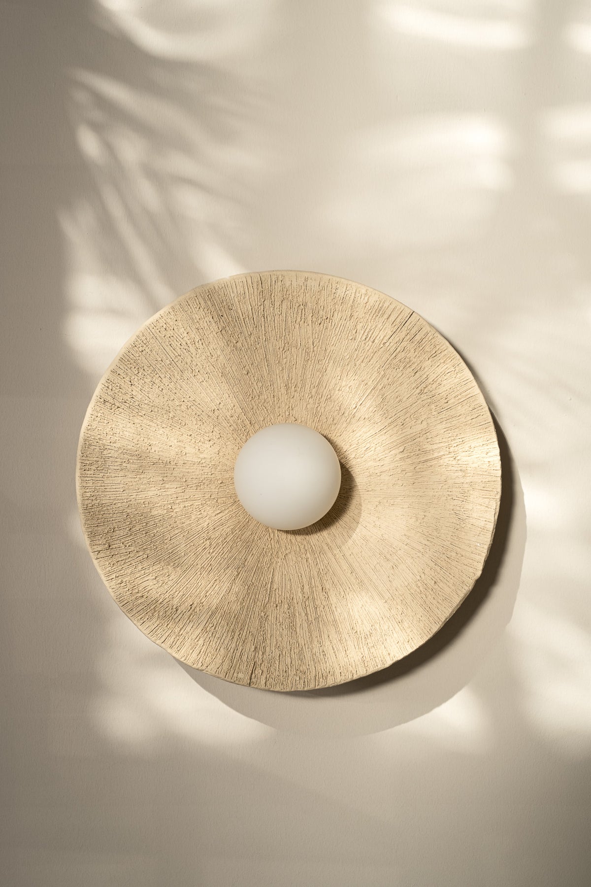 Orea – handmade beige ceramic wall sconce in natural stoneware clay by Geza Ceramic Studio