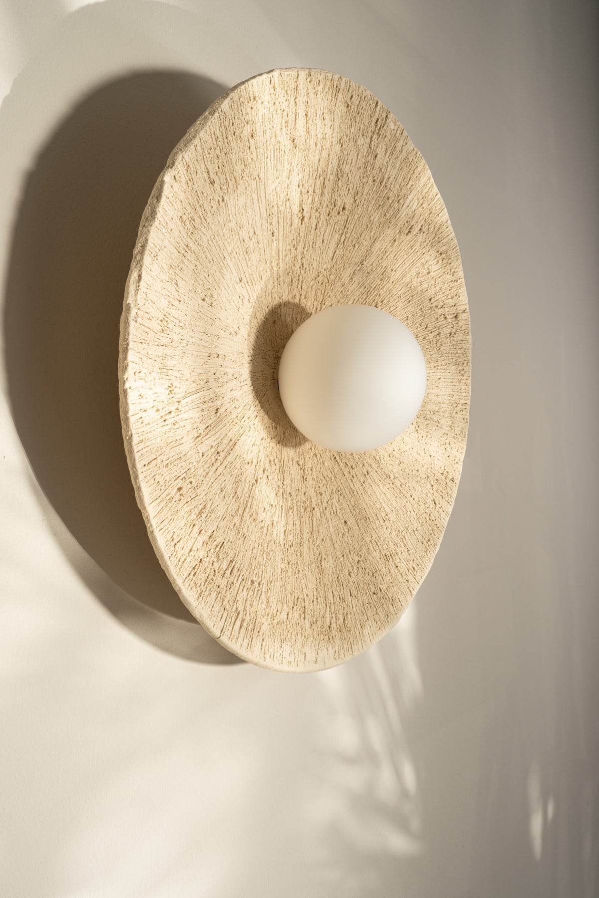 Orea beige handmade ceramic wall sconce, wabi sabi stoneware – image 2