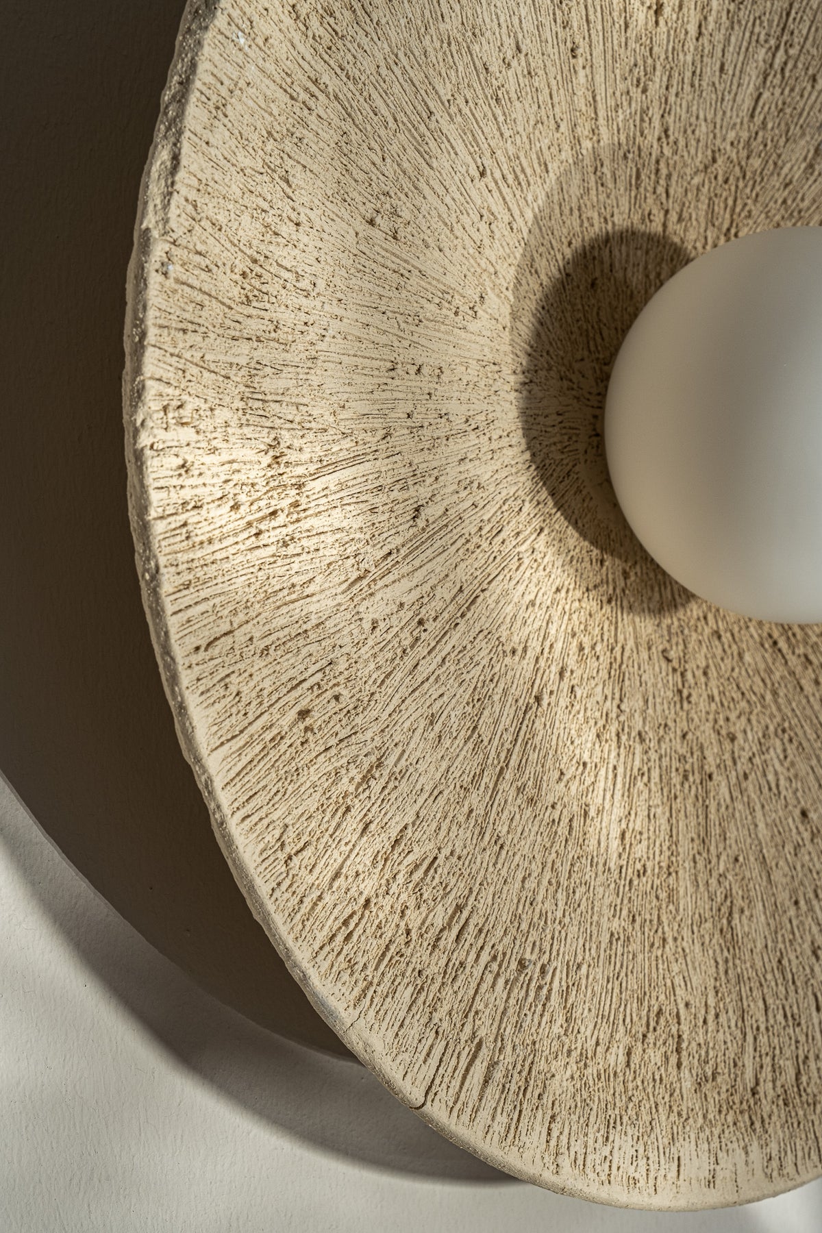Orea beige handmade ceramic wall sconce, wabi sabi stoneware – image 4