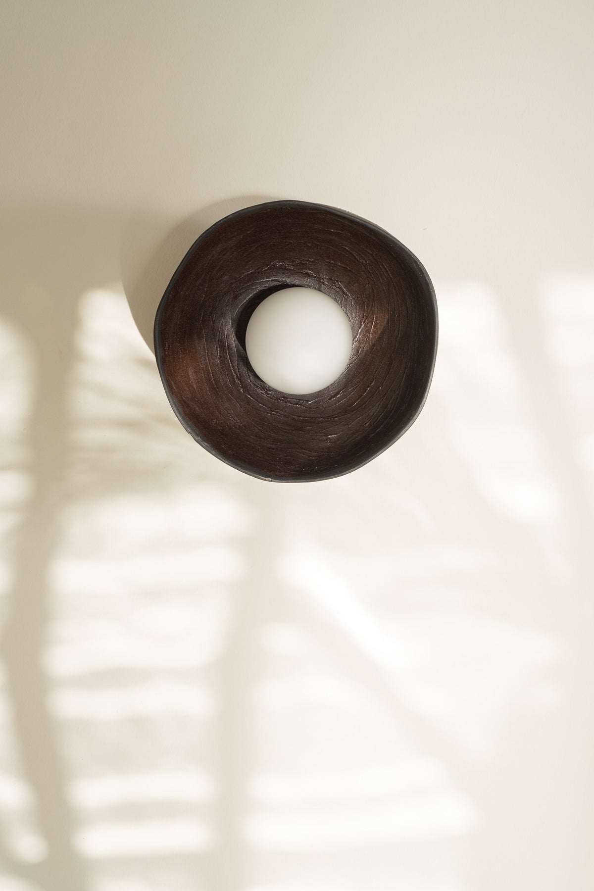Cyris black handmade ceramic wall sconce, wabi sabi stoneware – image 2