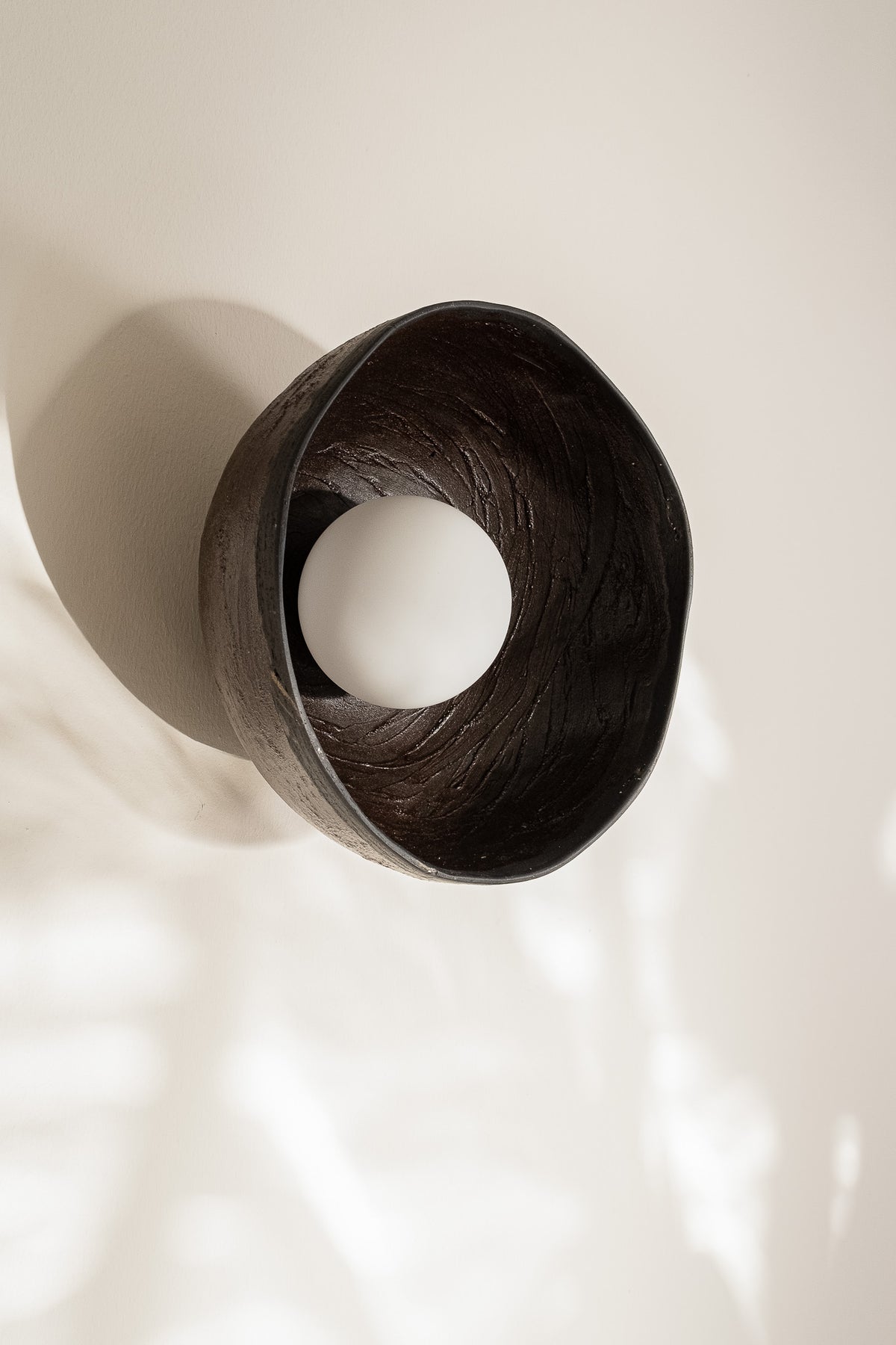 Cyris black handmade ceramic wall sconce, wabi sabi stoneware – image 4