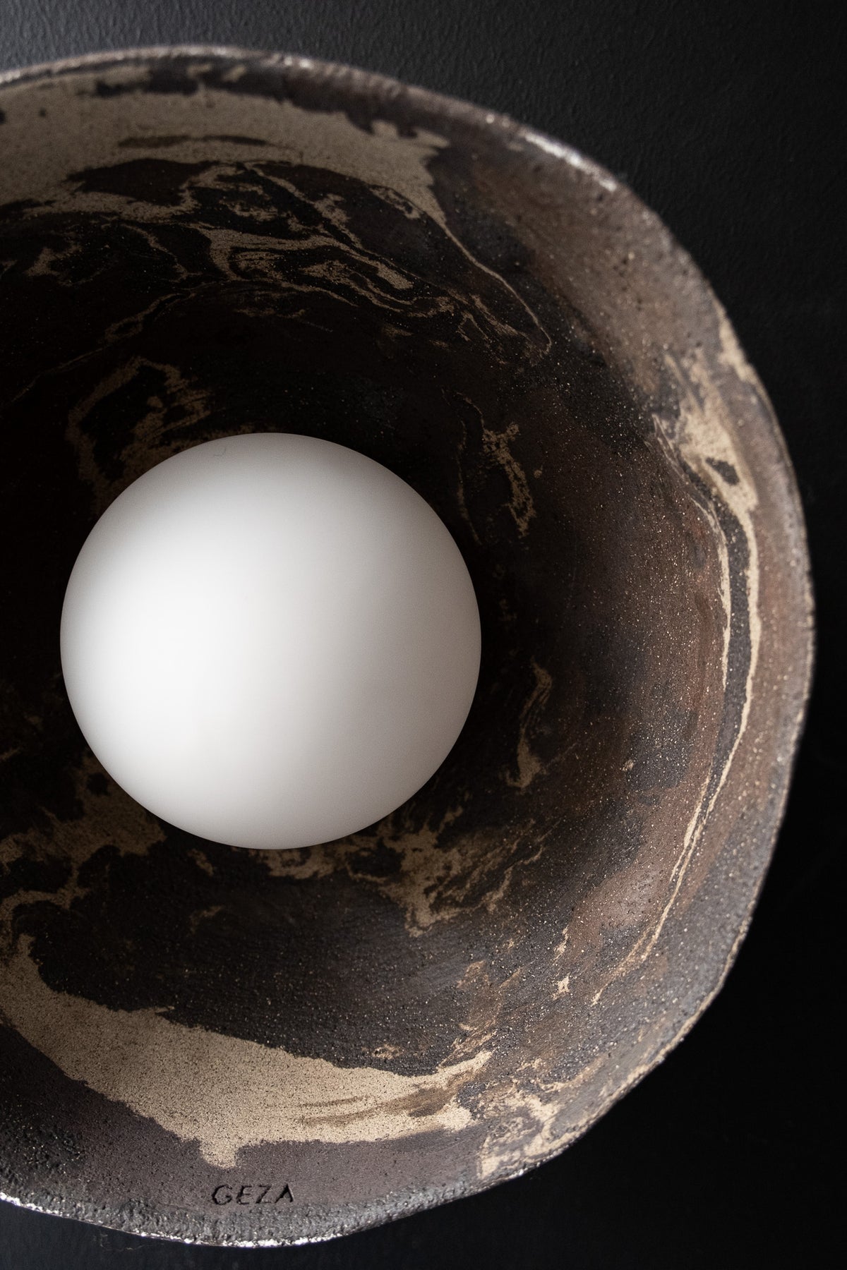Elyra dark brown handmade ceramic wall sconce, wabi sabi stoneware – image 2
