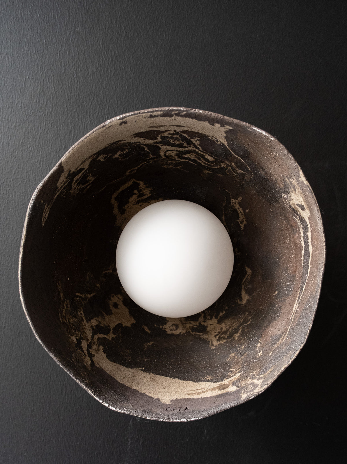 Elyra dark brown handmade ceramic wall sconce, wabi sabi stoneware – image 4