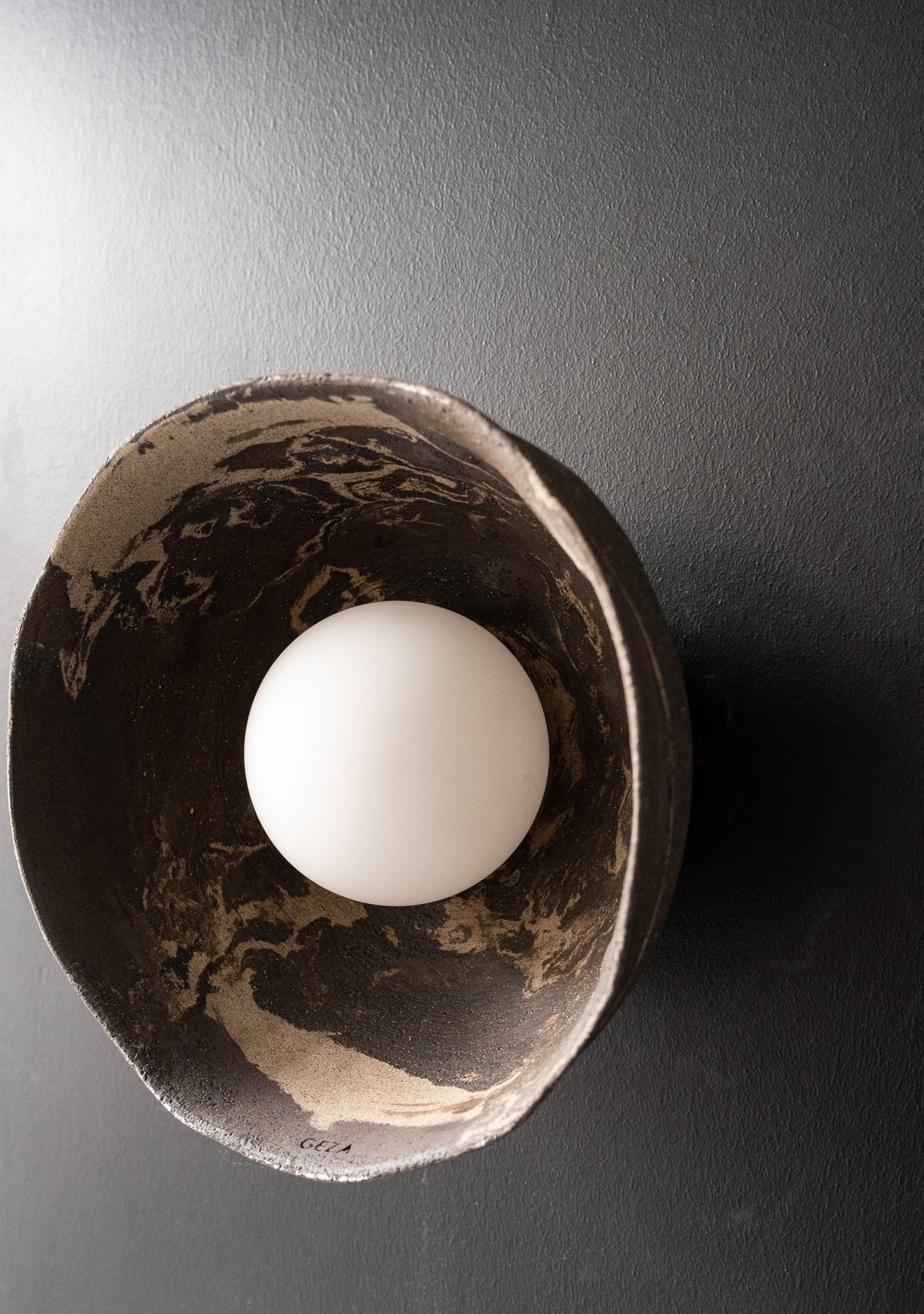 Elyra dark brown handmade ceramic wall sconce, wabi sabi stoneware – image 6