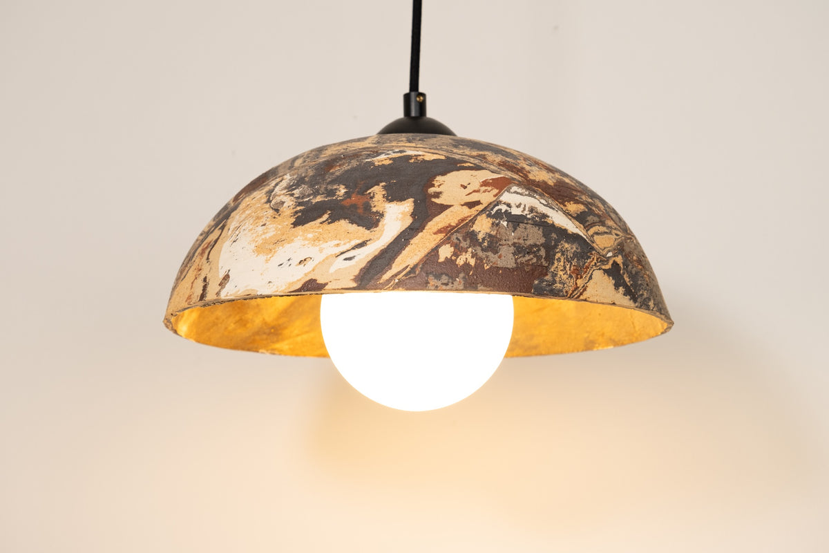 Miren – handmade ceramic pendant light in natural stoneware clay by Geza Ceramic Studio