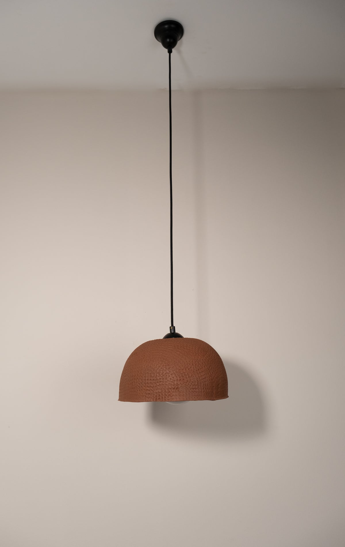 Evren terracotta handmade ceramic pendant light, wabi sabi stoneware – image 4
