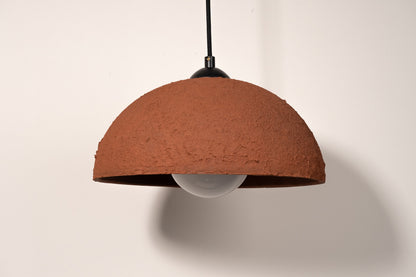 Terracotta Color Handmade Ceramic Pendant Chandelier, Wabi Sabi Ceramic Lamp, - Geza Ceramic Studio