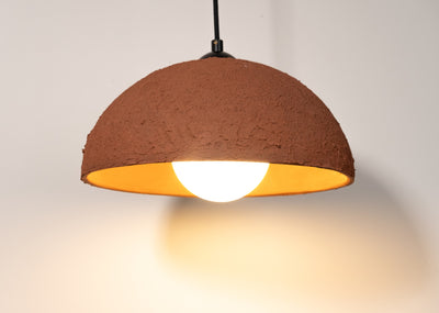 Terracotta Color Handmade Ceramic Pendant Chandelier, Wabi Sabi Ceramic Lamp, - Geza Ceramic Studio
