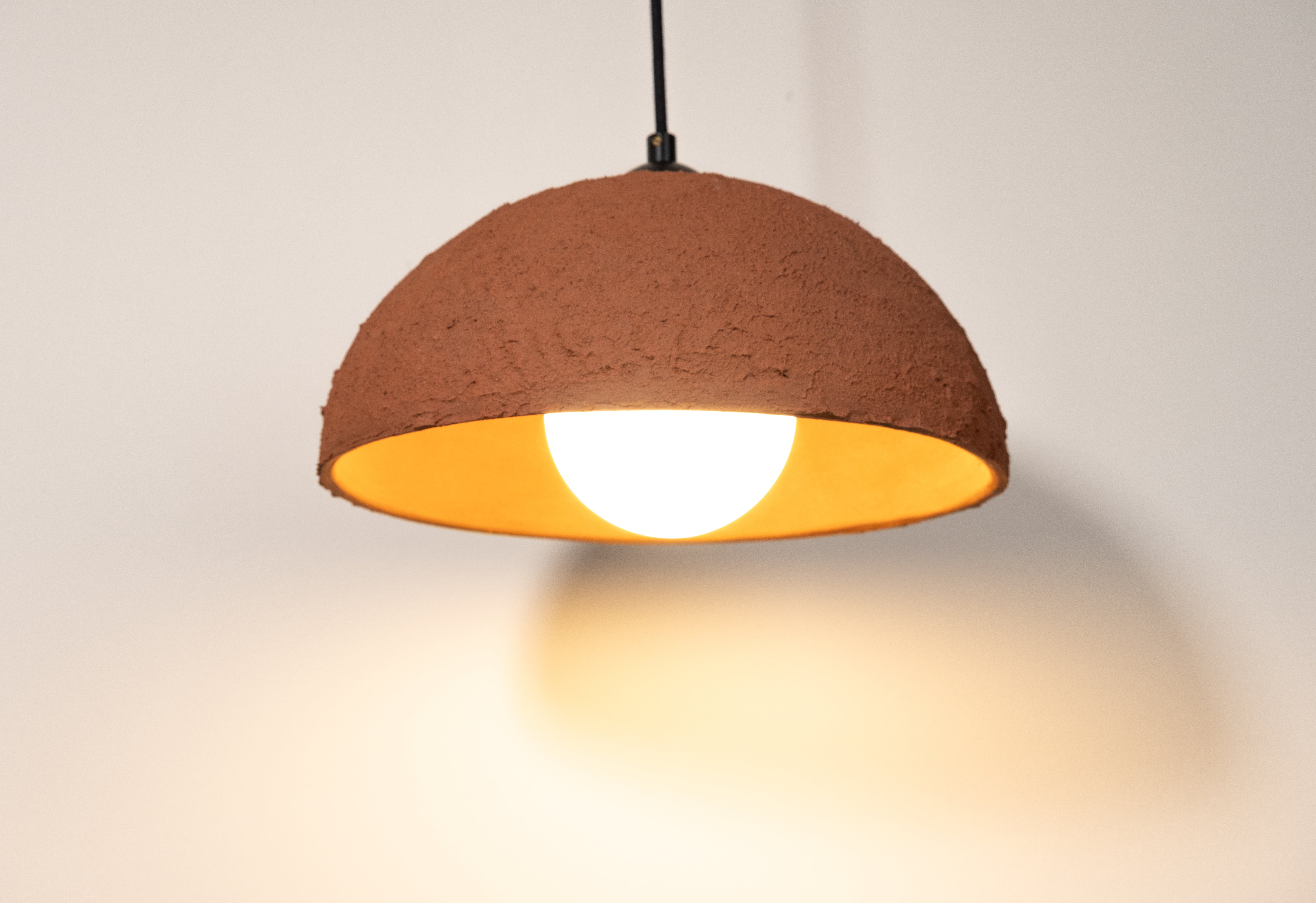 Terracotta Color Handmade Ceramic Pendant Chandelier, Wabi Sabi Ceramic Lamp, - Geza Ceramic Studio