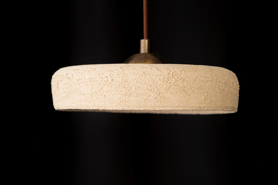 Nivera – handmade beige ceramic pendant light in natural stoneware clay by Geza Ceramic Studio