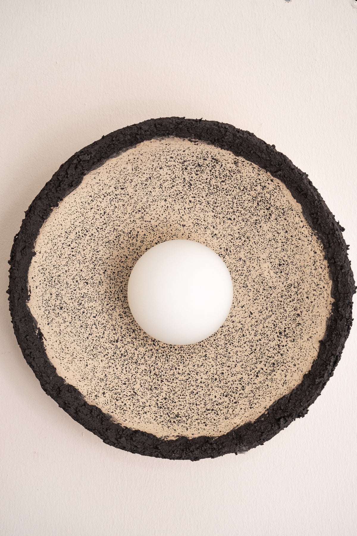 Liora – handmade beige ceramic wall sconce in natural stoneware clay by Geza Ceramic Studio