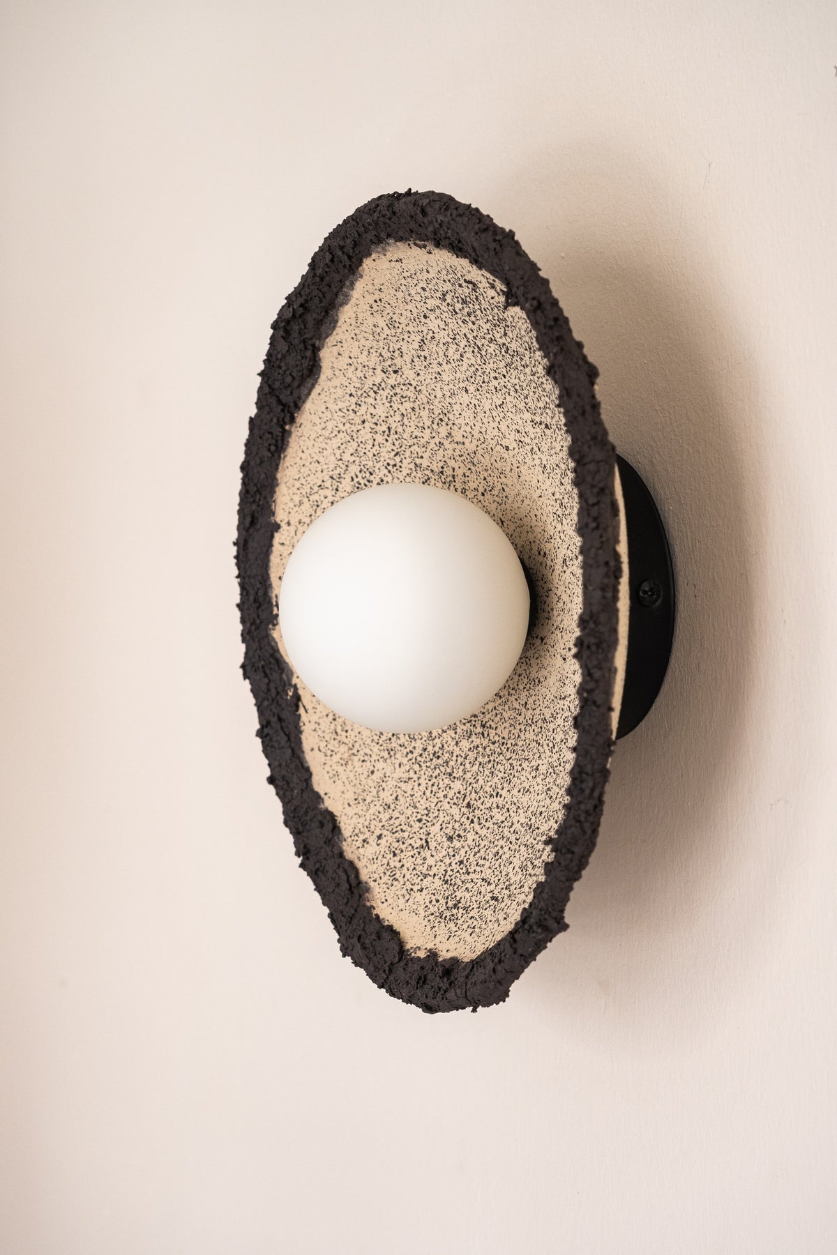 Liora beige handmade ceramic wall sconce, wabi sabi stoneware – image 10
