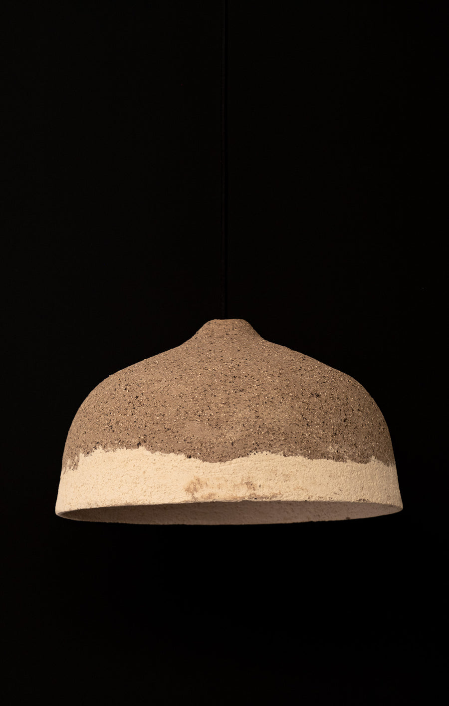 Vela – handmade white brown ceramic pendant light in natural stoneware clay by Geza Ceramic Studio