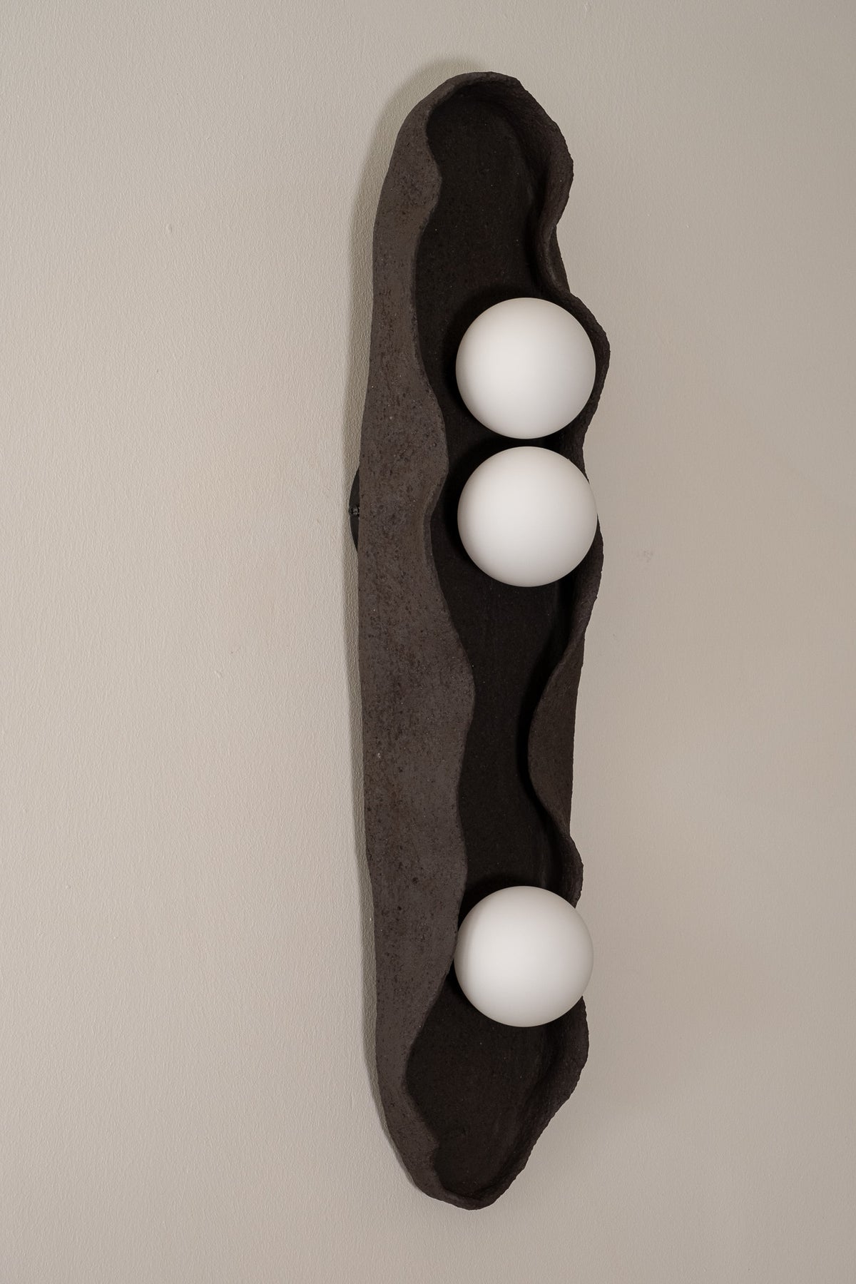 Noa black handmade ceramic wall sconce, wabi sabi stoneware – image 10