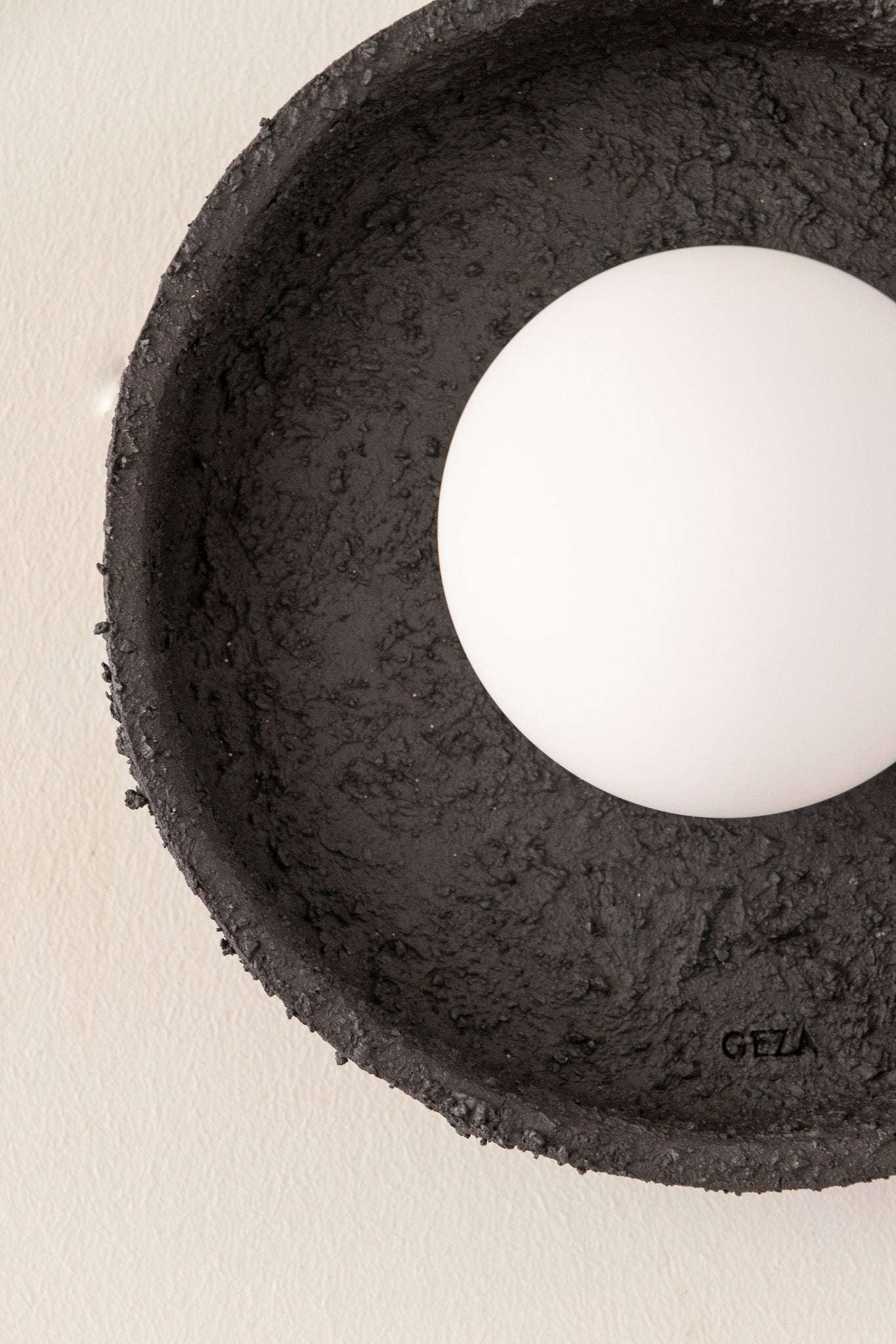 Black Handmade Ceramic Flush Mount Ceiling Light – Wabi Sabi Modern Ceiling Lamp