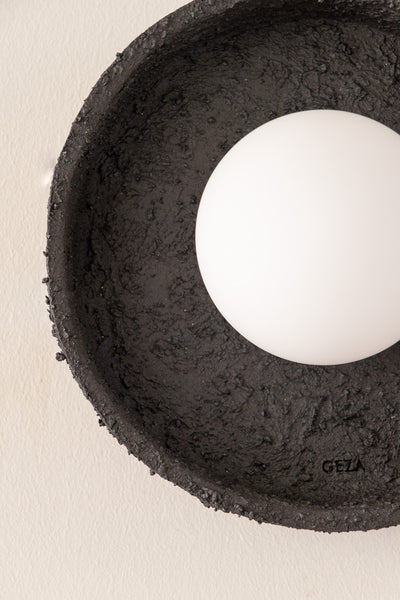 Black Handmade Ceramic Flush Mount Ceiling Light – Wabi Sabi Modern Ceiling Lamp