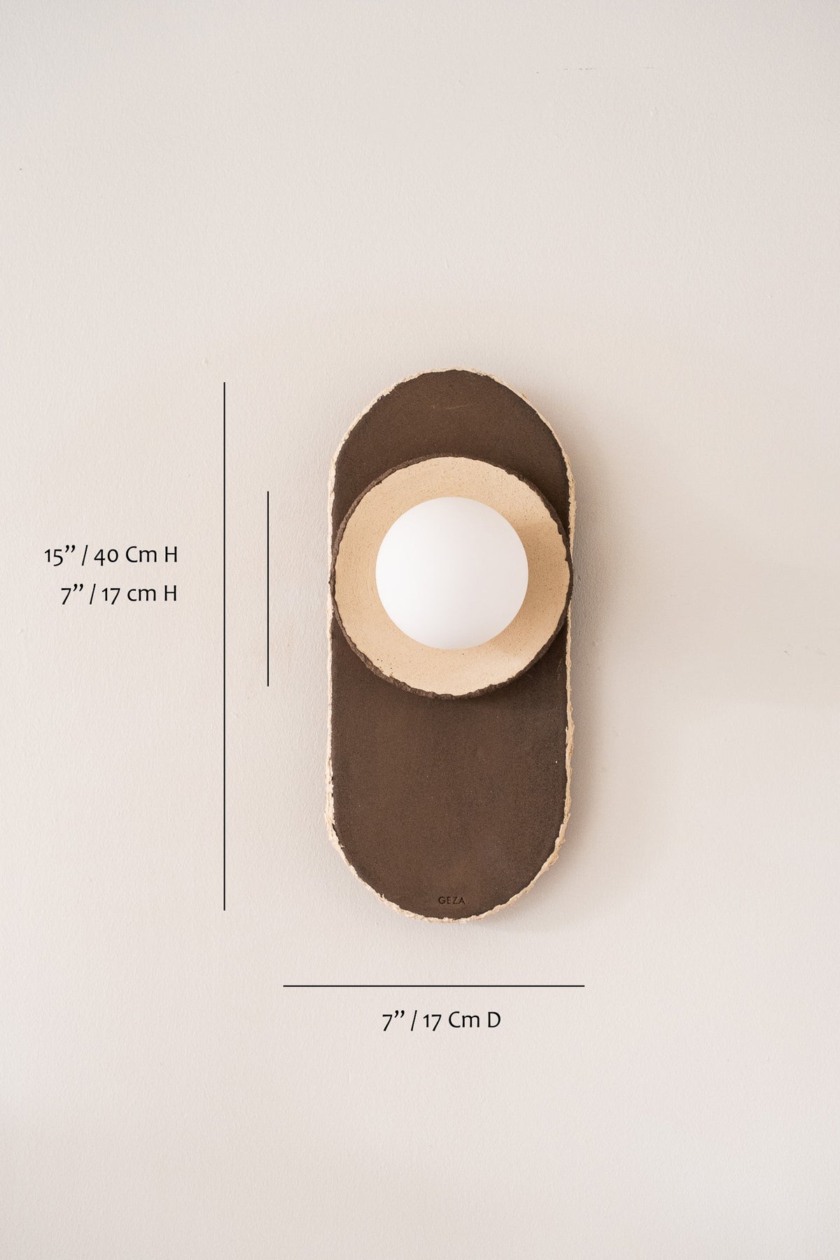 Mori – handmade brown & white ceramic wall sconce in natural clay, Geza Ceramic – image 9