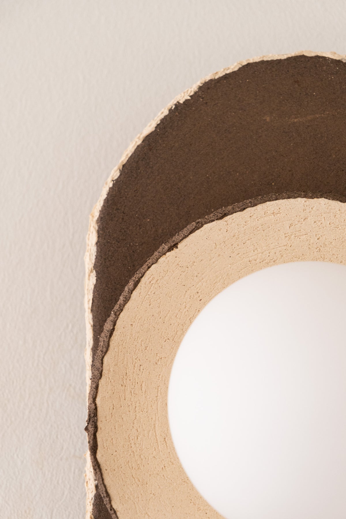Mori brown & white handmade ceramic wall sconce, wabi sabi stoneware – image 10