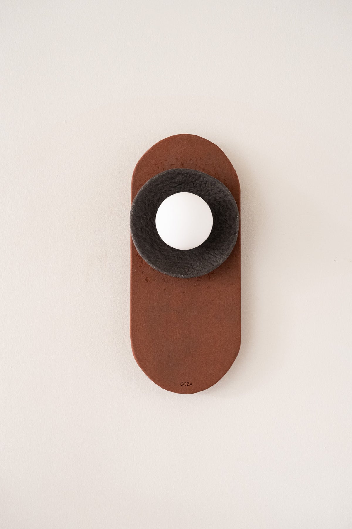 Nami terracotta & black handmade ceramic wall sconce, wabi sabi stoneware – image 4
