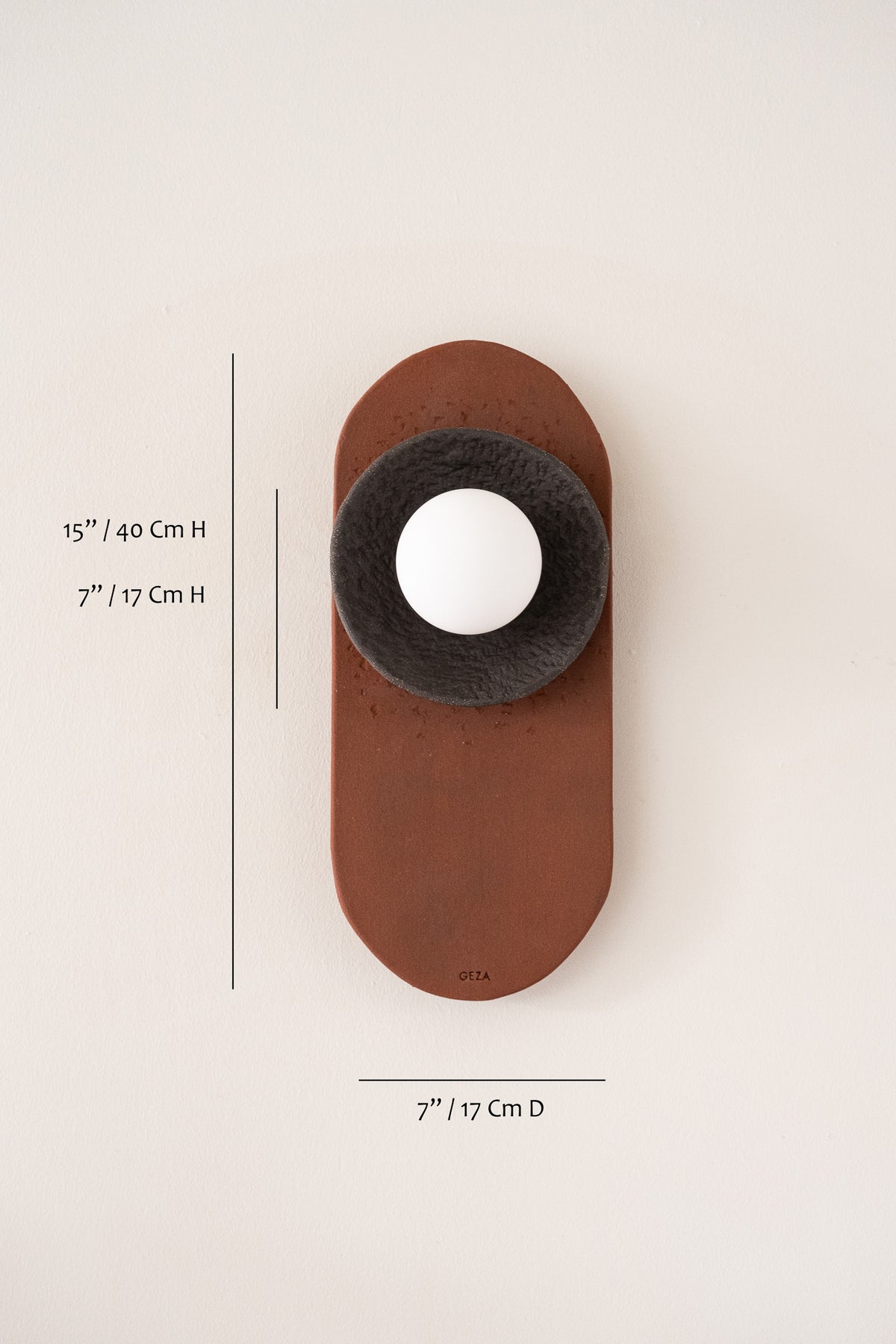 Nami – handmade terracotta & black ceramic wall sconce in natural clay, Geza Ceramic – image 5