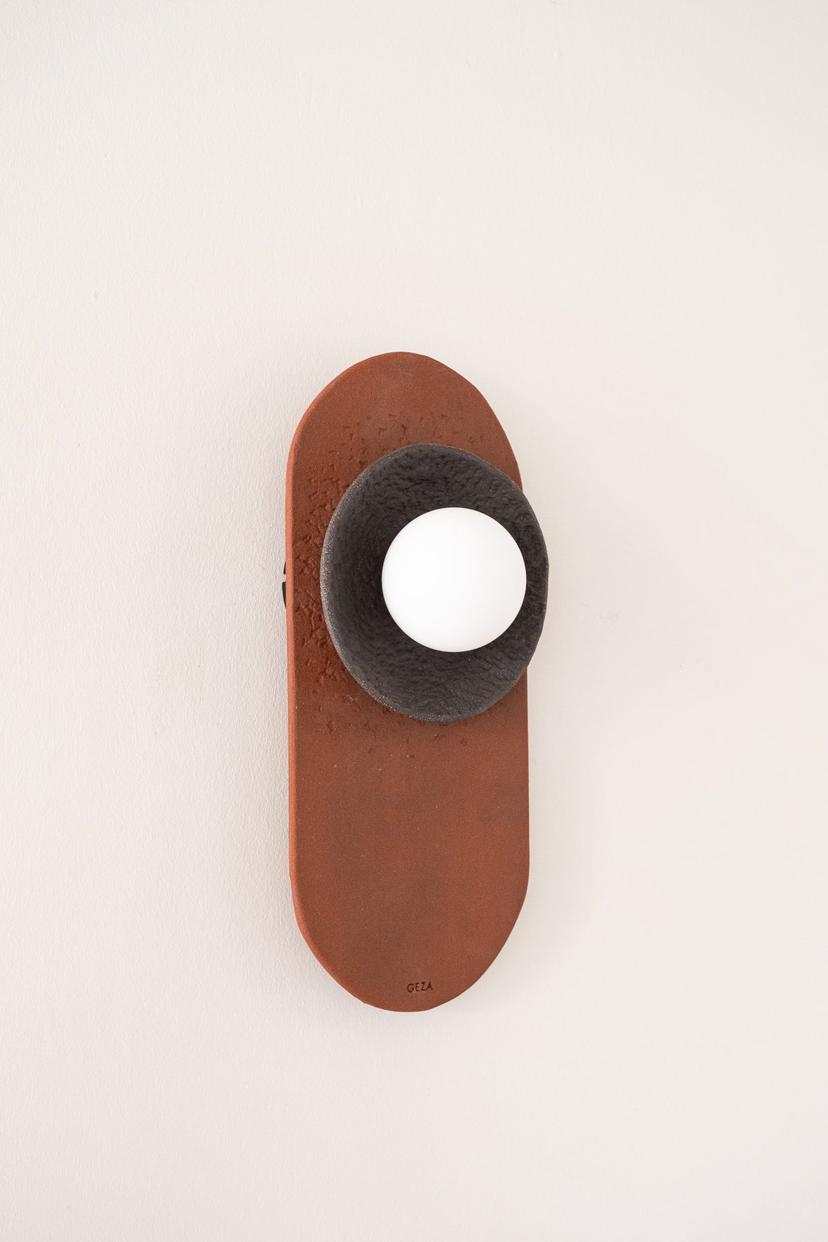 Nami terracotta & black handmade ceramic wall sconce, wabi sabi stoneware – image 6