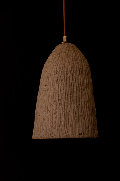 Braune Japandi Handgemachte Keramik Pendelleuchte, Wabi Sabi Deckenlampe, Home Decor Lampsade