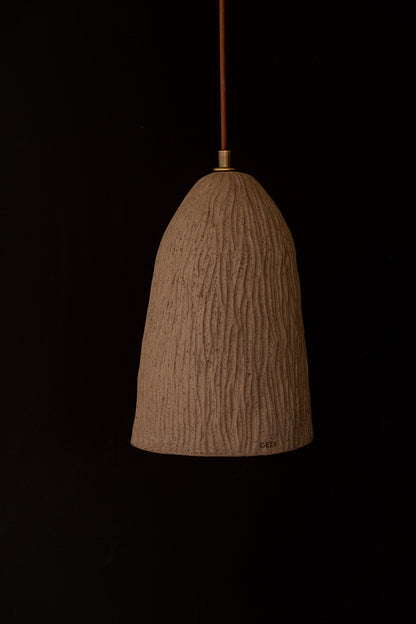 Braune Japandi Handgemachte Keramik Pendelleuchte, Wabi Sabi Deckenlampe, Home Decor Lampsade