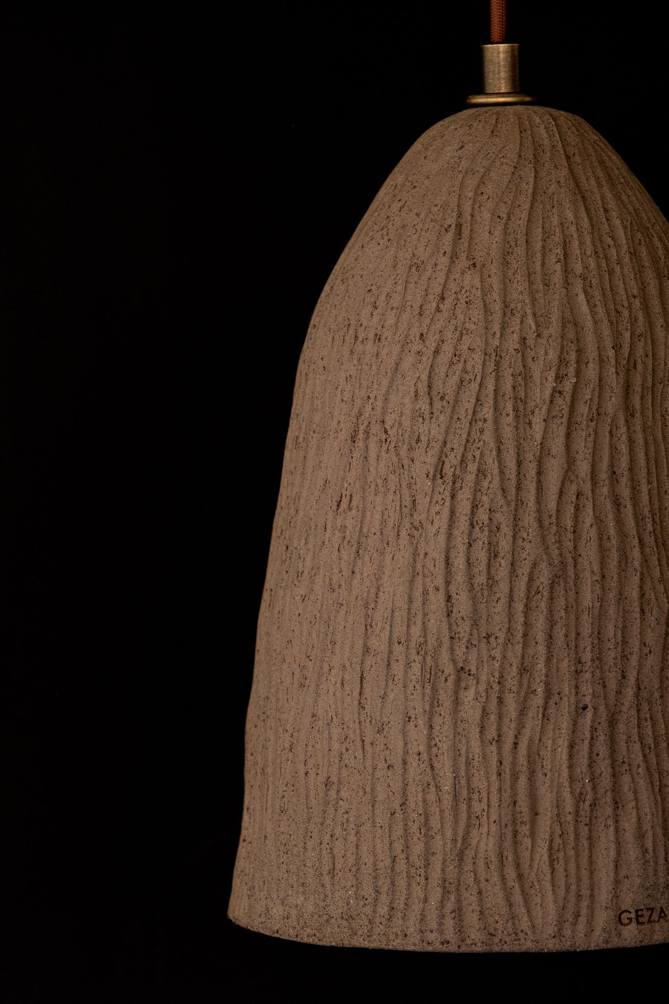 Braune Japandi Handgemachte Keramik Pendelleuchte, Wabi Sabi Deckenlampe, Home Decor Lampsade