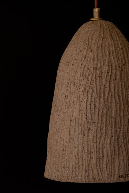 Braune Japandi Handgemachte Keramik Pendelleuchte, Wabi Sabi Deckenlampe, Home Decor Lampsade