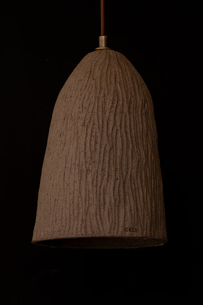 Braune Japandi Handgemachte Keramik Pendelleuchte, Wabi Sabi Deckenlampe, Home Decor Lampsade