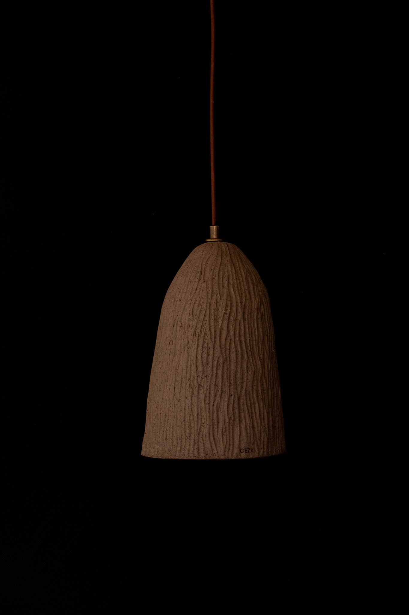 Braune Japandi Handgemachte Keramik Pendelleuchte, Wabi Sabi Deckenlampe, Home Decor Lampsade