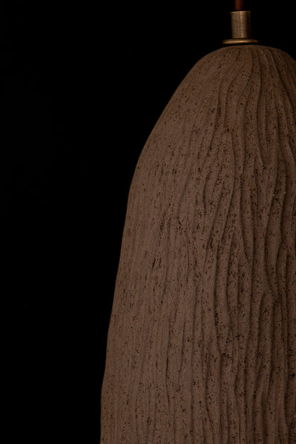 Braune Japandi Handgemachte Keramik Pendelleuchte, Wabi Sabi Deckenlampe, Home Decor Lampsade