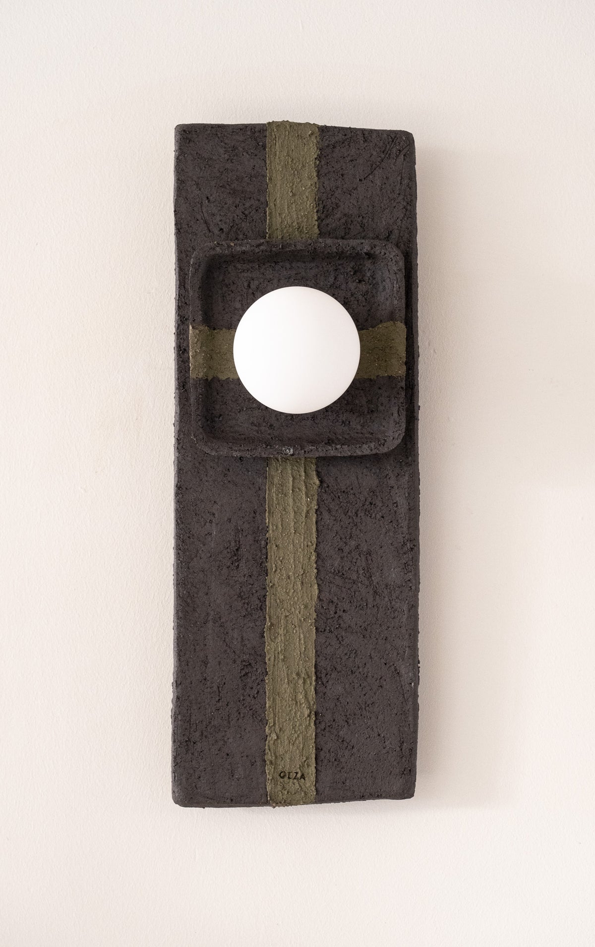 Vesper – handmade black ceramic wall sconce in natural stoneware clay by Geza Ceramic Studio