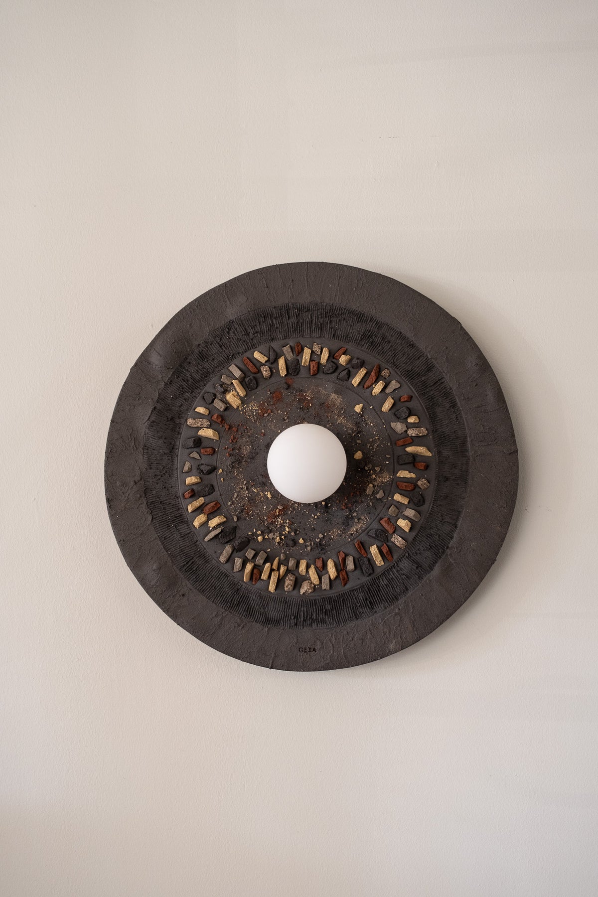 Avena black handmade ceramic wall sconce, wabi sabi stoneware – image 4