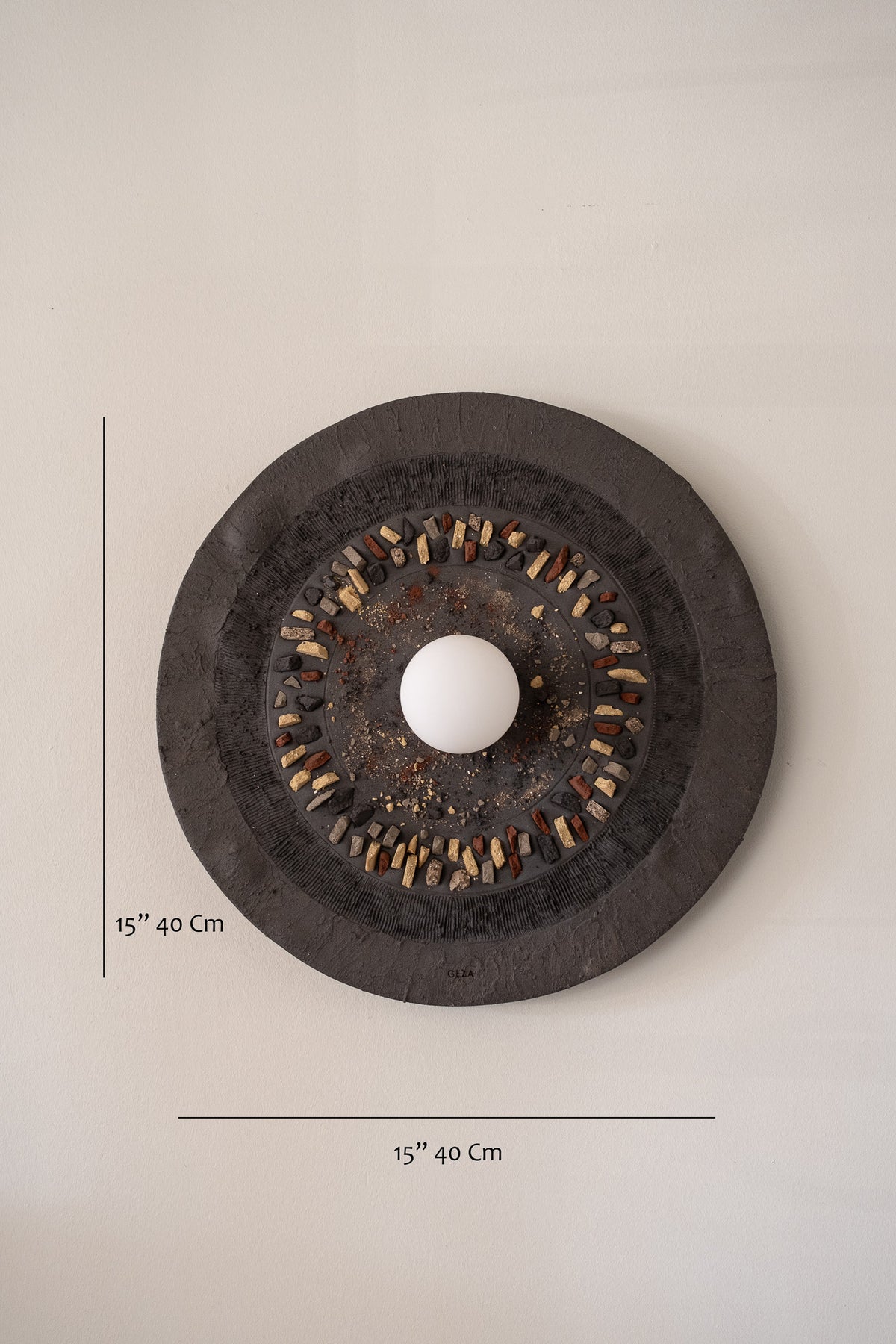 Avena – handmade black ceramic wall sconce in natural clay, Geza Ceramic – image 5