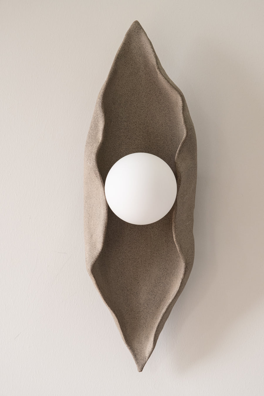 Silex – handmade grey ceramic wall sconce in natural stoneware clay by Geza Ceramic Studio
