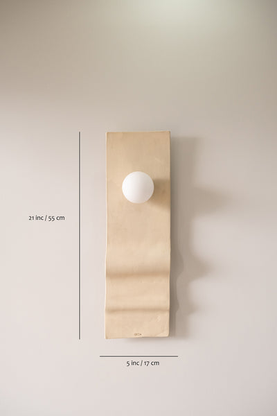 Beige Handmade Amorf Wall Sconce, Wabi Sabi Decorative Wall Lamp, Handmade Lighting